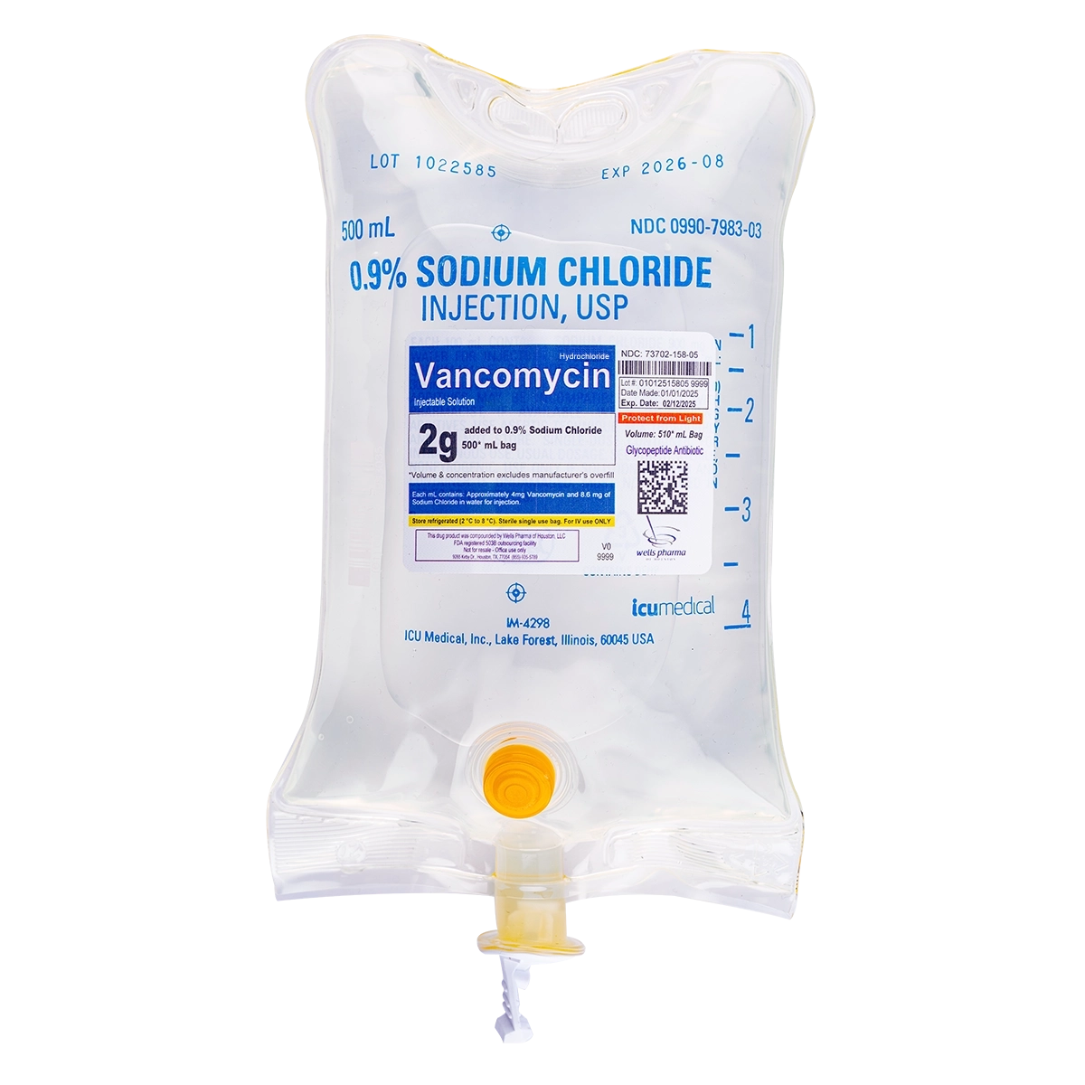Vancomycin 2 gm - 500 mL bag